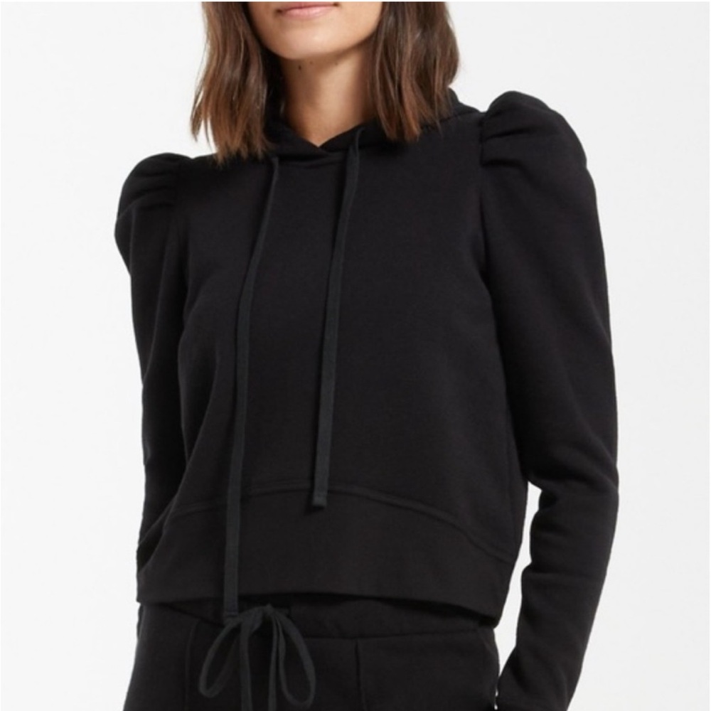 Z Supply Logan Puff Sleeve black hoodie